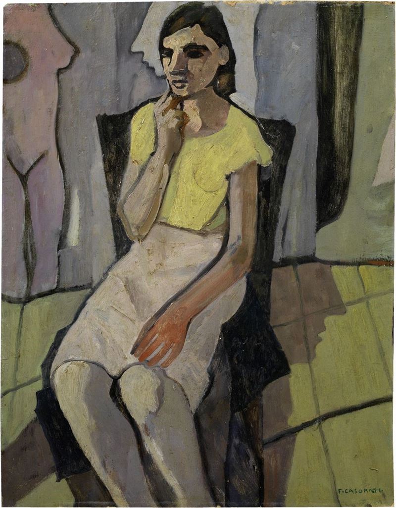 Felice Casorati - Ragazza Seduta (con L'abito Chiaro)
