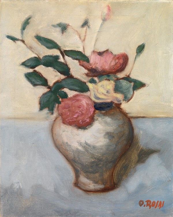 Ottone Rosai - Vaso con rose