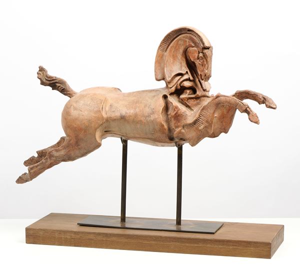 Claudio Nicoli : Cavallo  - Terracotta patinata con base in legno e ferro - Auction Modern and Contemporary Art & Prints - Casa d'aste Farsettiarte