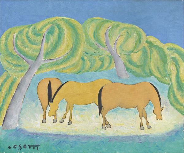 Giuseppe Cesetti : Tre cavalli sotto i lecci  - Olio su tela - Auction ARTE MODERNA E CONTEMPORANEA - I - Casa d'aste Farsettiarte