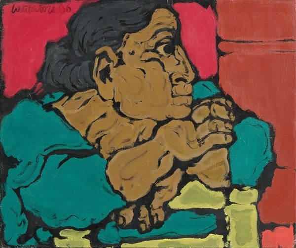 Domenico Cantatore : Figura  (1966)  - Olio su tela - Asta Dipinti, Disegni, Sculture e Grafica - Casa d'aste Farsettiarte