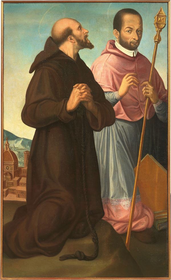 Scuola fiorentina del XVII secolo - San Carlo Borromeo, San Francesco e altri due Santi