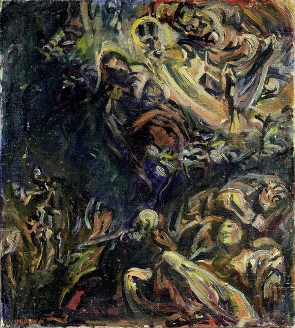 Emilio Vedova : Cristo nei Getsemani (Interpretazione da Tintoretto)  (1942)  - Olio su tela - Asta ARTE MODERNA - II - Casa d'aste Farsettiarte