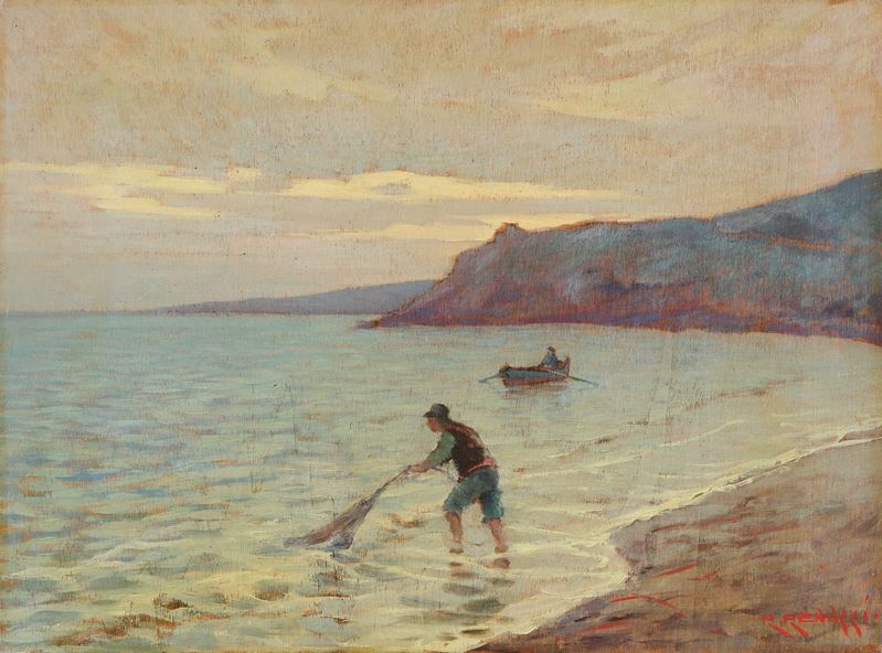 Renuccio Renucci - Marina, olio su compensato