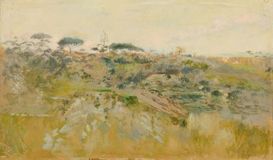 Paesaggio, olio su cartone