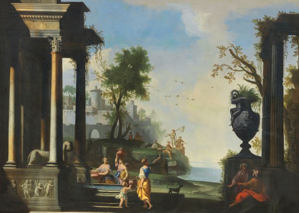 Giovanni Paolo Panini - Paesaggio con architetture e figure