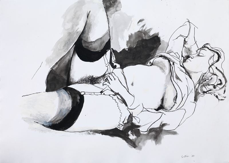 Renato Guttuso - Nudo con reggicalze