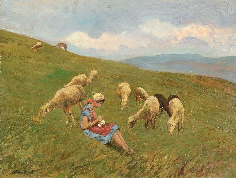 Carlo Passigli - Pastorella con Gregge