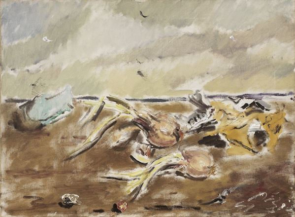 Filippo de Pisis : Natura morta marina (con aglio e cipolle)  (1941)  - Olio su tela - Auction MODERN ART - II - Casa d'aste Farsettiarte