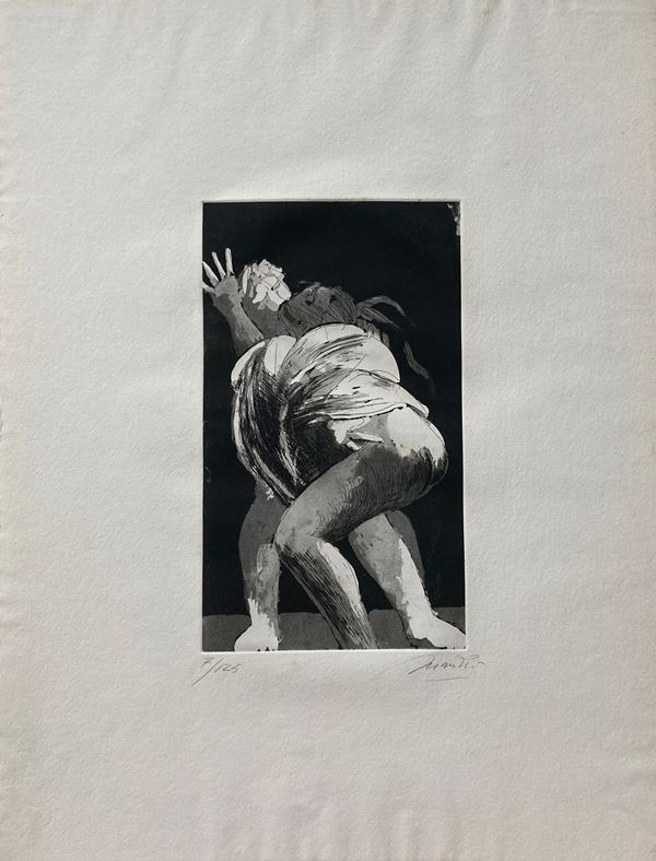 Giacomo Manz&#249; : Lovers IV  (1970)  - Acquaforte e acquatinta, es. 7/125 - Asta Arte Moderna e Contemporanea - I - Casa d'aste Farsettiarte