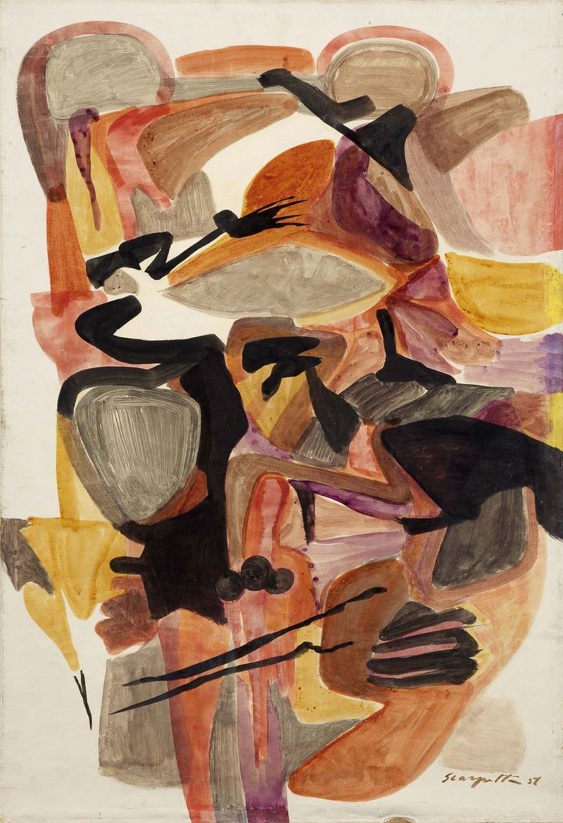 Salvatore Scarpitta - Composizione, tempera su carta applicata su tela
