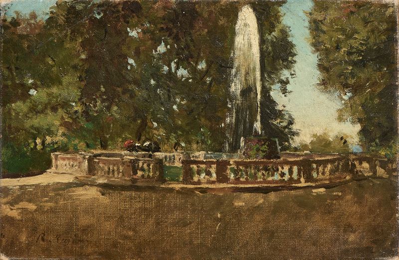 Raffaele Ragione - Fontana (Villa comunale), olio su tela
