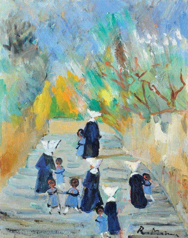 Rodolfo Marma - Scalinata con Monachine e Scolarette