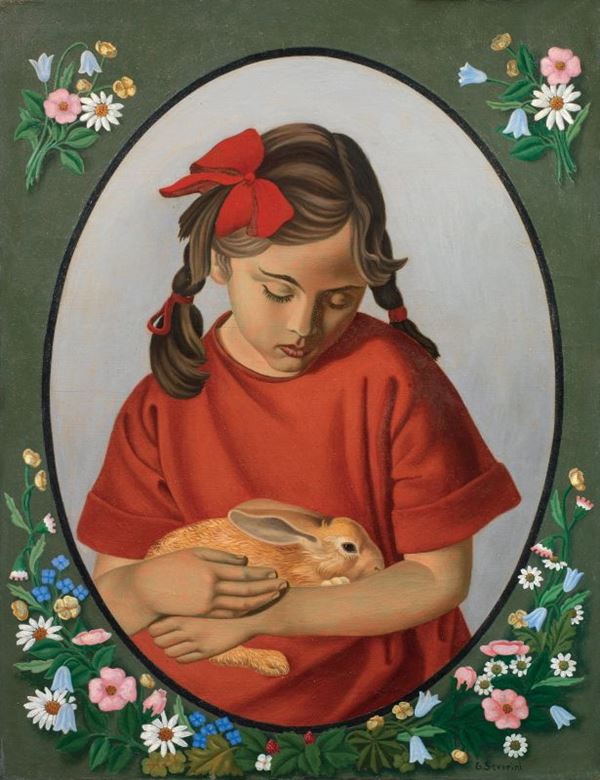 Gino Severini : La fillette au lapin  (1922)  - Olio su tela - Asta ARTE MODERNA - II - Casa d'aste Farsettiarte
