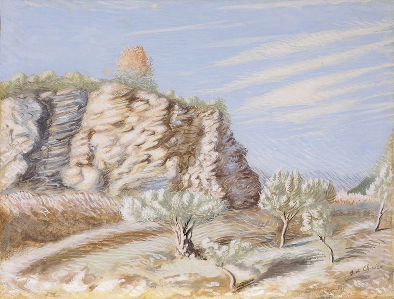 Giorgio De Chirico - Paesaggio Ermetico (paesaggio con Rocce)