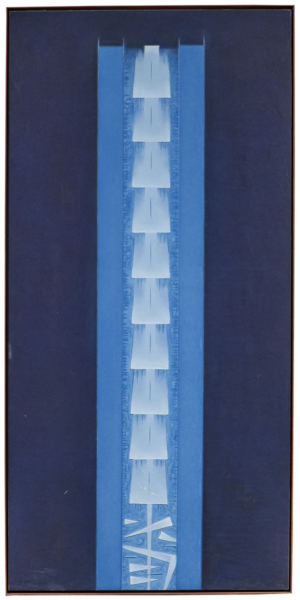 Arnaldo Pomodoro : Stele I  (1999)  - Calcografia a colori su carta applicata su tela, es. VII/XV - Auction Paintings, Drawings, Sculpures and Multiples - Casa d'aste Farsettiarte