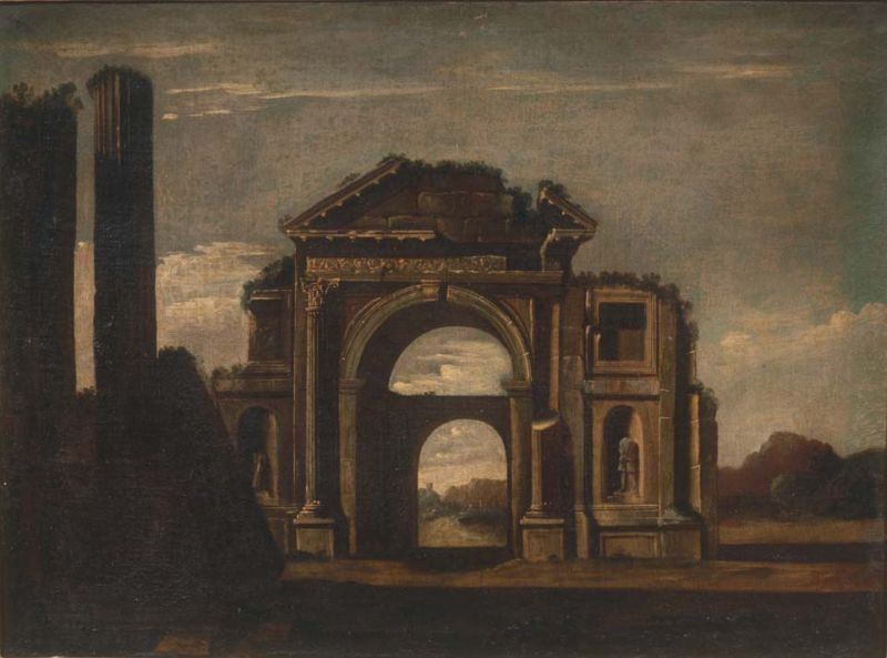 Viviano Codazzi (attr. A) - Paesaggio con Architetture