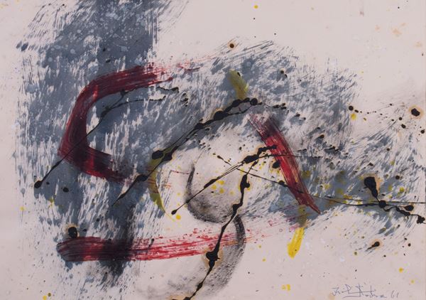 Ibrahim Kodra : Senza titolo  (1961)  - Tecnica mista su carta - Auction PARADE III - MODERN AND CONTEMPORARY ART - Casa d'aste Farsettiarte