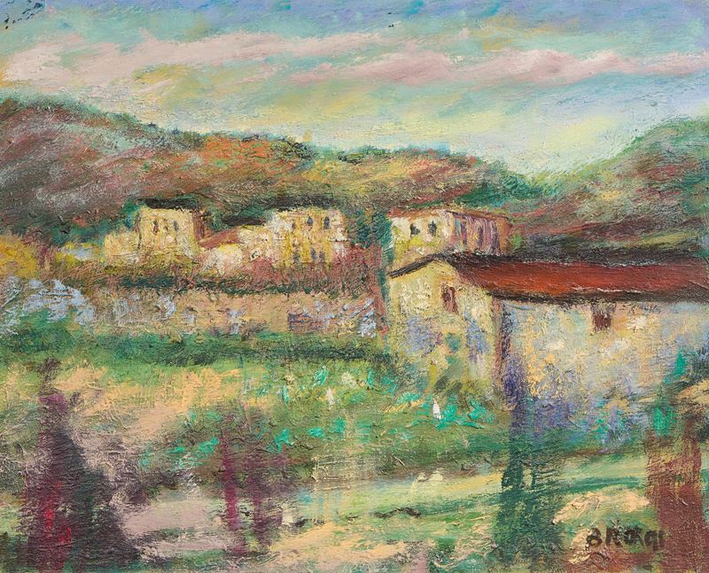 Gino Brogi - Paesaggio, olio su tela