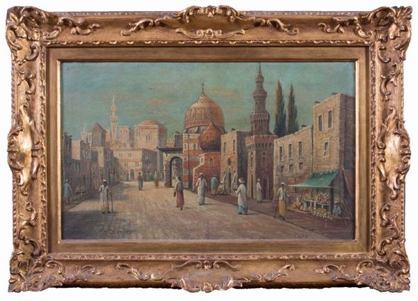 H. Carnier (Karl Kaufmann) - Due dipinti raffiguranti vedute del Cairo