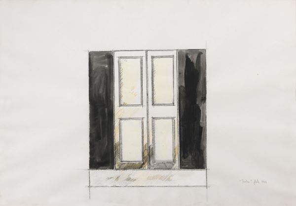 Tano Festa : Porta  (1962)  - Tecnica mista su cartoncino - Auction MODERN AND CONTEMPORARY ART - I - Casa d'aste Farsettiarte