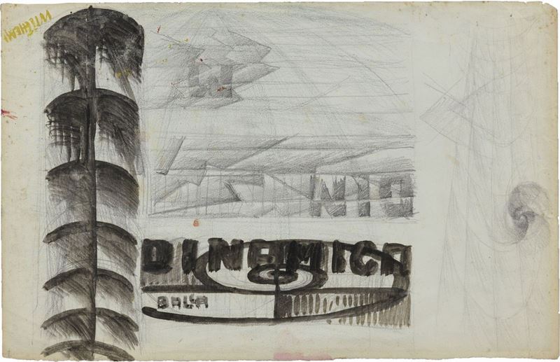 Giacomo Balla - Studio per la Testata della Rivista "dinamica"