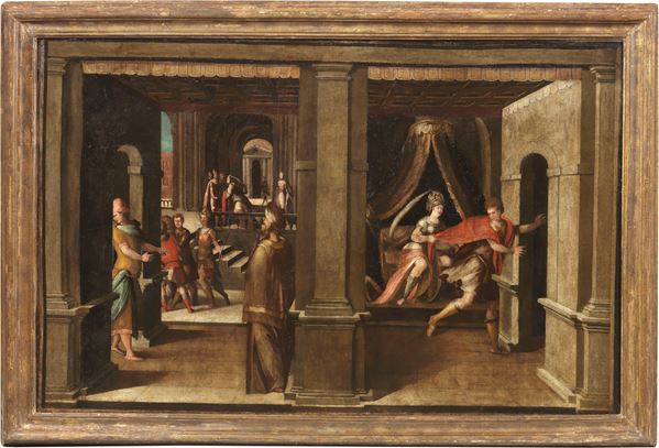 Ignoto pittore tardomanierista del XVII secolo - «Giuseppe tentato dalla moglie di Putifarre» e «Giuseppe venduto dai fratelli»