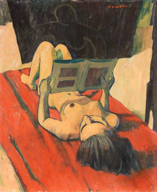 Felice Casorati - Nudo (nudo Disteso che Legge)