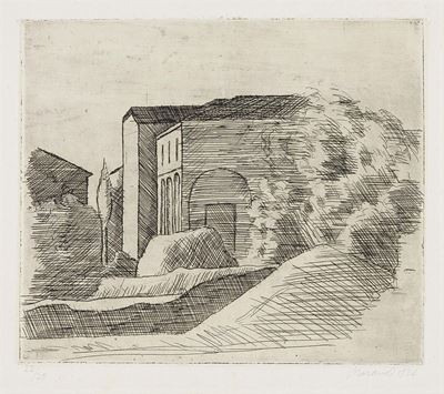 La Casetta con il Portico e il Cipresso (lastra Grande)