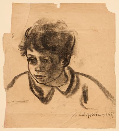 Testa di ragazzo, carboncino su carta (1935)