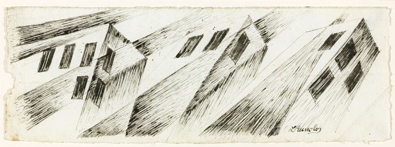 Luigi Russolo - Studio per dinamismo di un'automobile, china su carta