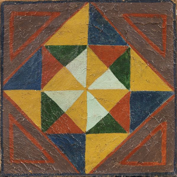 Gerardo Dottori : Motivo geometrico  ((1932))  - Distacco di pittura murale riportata su tela - Asta Dipinti, Disegni, Sculture e Grafica - Casa d'aste Farsettiarte