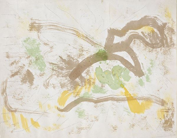 Lucio Fontana : Concetto spaziale  (1951)  - Colori e graffiti su carta assorbente - Asta ARTE CONTEMPORANEA - I - Casa d'aste Farsettiarte
