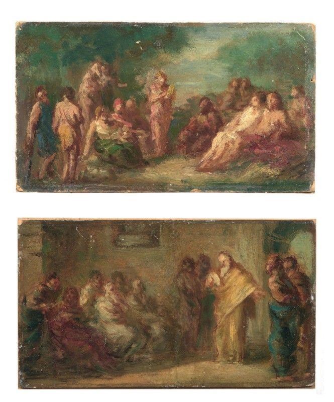 Giovanni Carnovali, Detto il Piccio - Coppia di Bozzetti per Scene Storiche