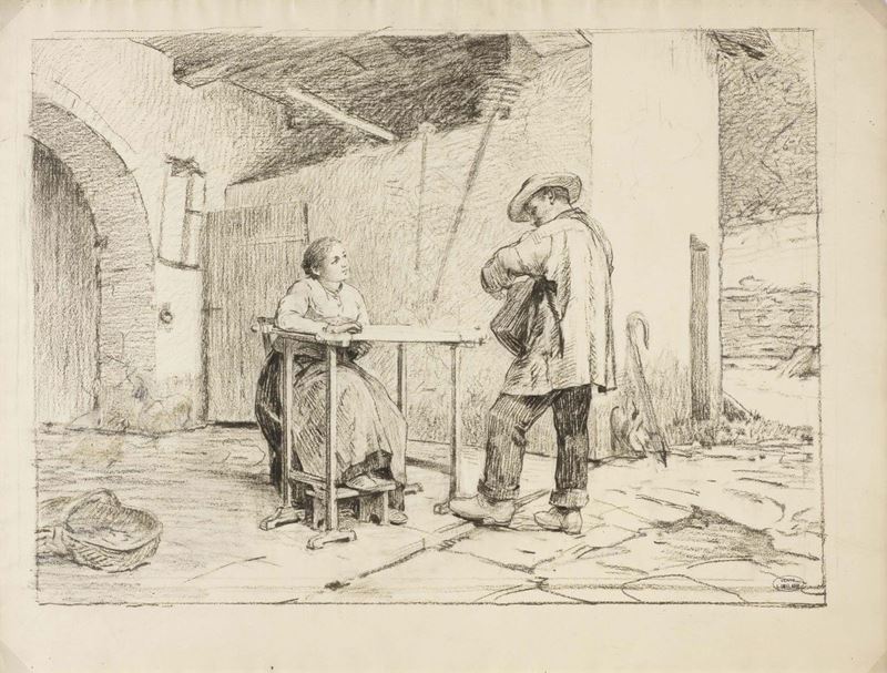 Louis Émile Adan - Scena di Vita Contadina