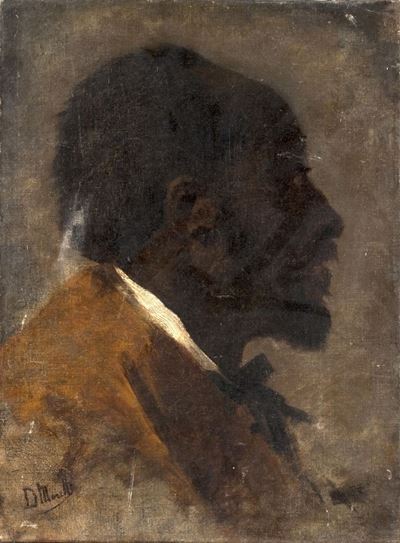 Profilo maschile, olio su tela