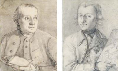 Lotto Composto da Due Disegni Raffiguranti «ritratto di Gentiluomo»