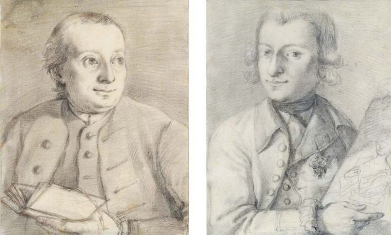 Leonardo Frati - Lotto Composto da Due Disegni Raffiguranti «ritratto di Gentiluomo»