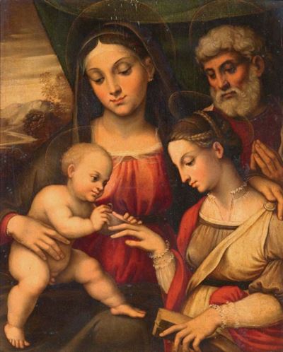 Sacra Famiglia con Santa Caterina D'alessandria (matrimonio Mistico di Santa Caterina)