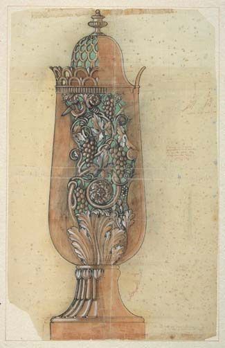 Disegno di Modello di Vaso Traforato in Alabastro Scaglione Bollito