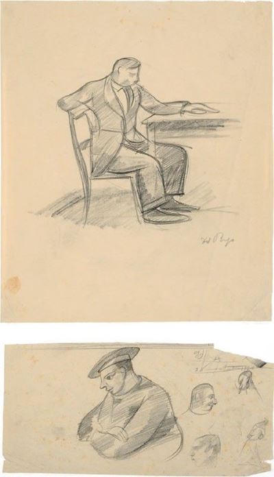 Lotto di Due Disegni Raffiguranti «figure»