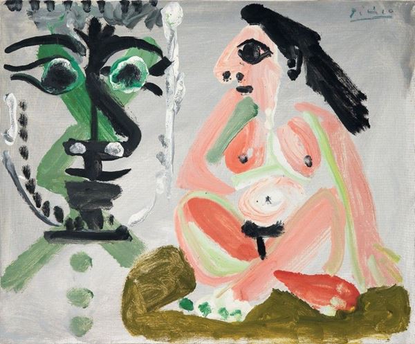 Pablo Picasso - Tête d'homme et nu assis
