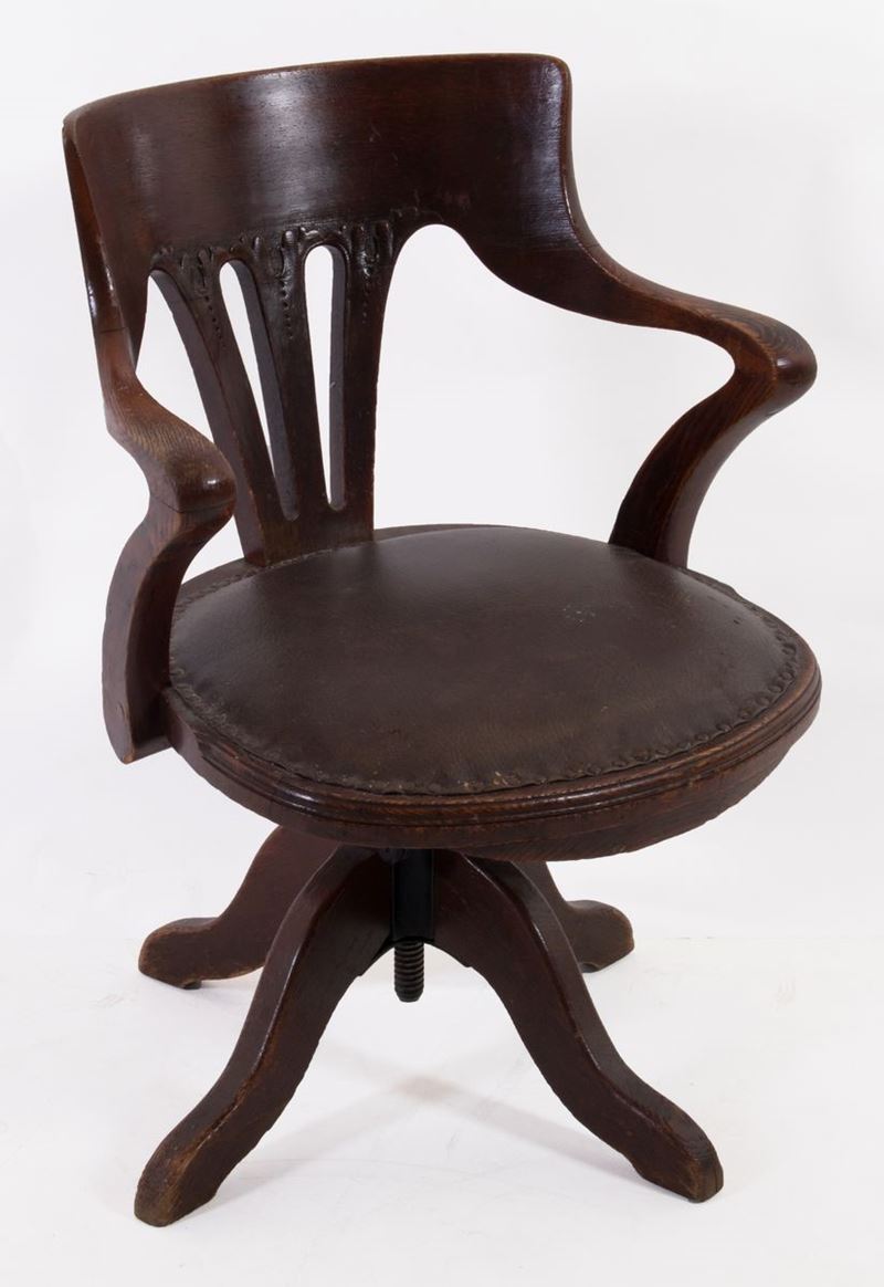 Poltrona Girevole (barbiera) in Legno di Castagno