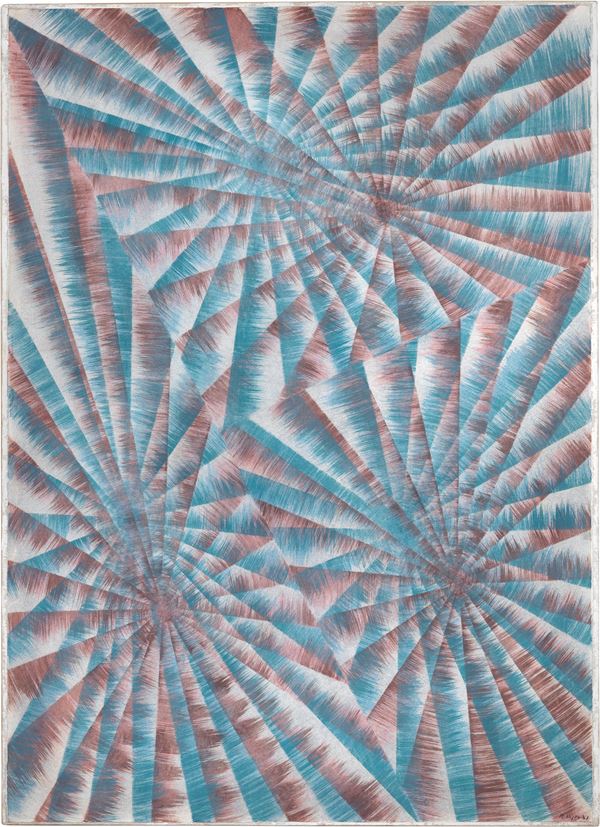 Mario Nigro : Vibrazioni simultanee  (1961)  - Tempera su carta applicata su tela - Auction Contemporary Art - I - Casa d'aste Farsettiarte