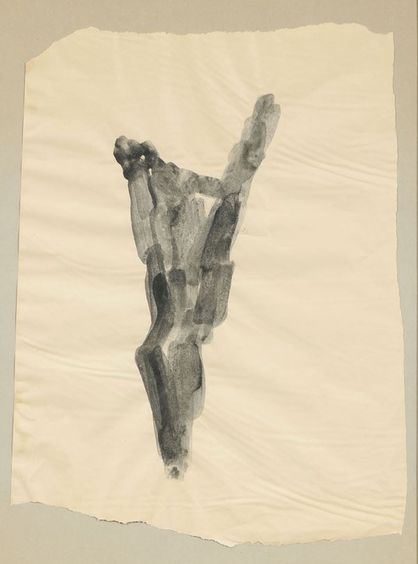Leoncillo : Corpo dolente  (1958-59)  - Gouache su carta applicata su cartone grigio - Auction Paintings, Drawings, Sculpures and Multiples - Casa d'aste Farsettiarte