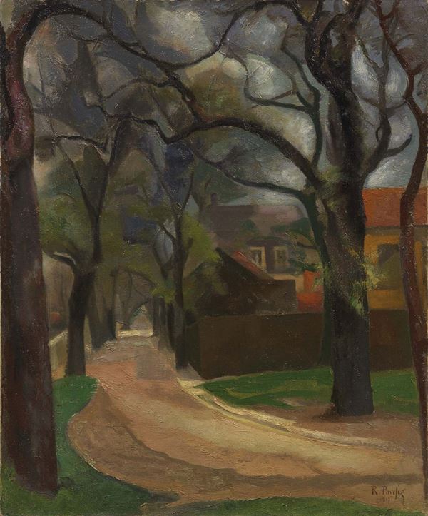 Ren&#233; Paresce : Paesaggio (Paysage)  (1917)  - Olio su tela - Auction MODERN ART - II - Casa d'aste Farsettiarte