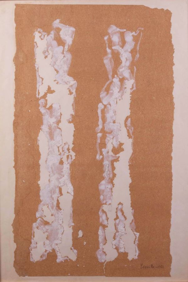 Leoncillo : Le due mutilazioni  (1962)  - Collage, tempera e vinavil su cartoncino - Auction CONTEMPORARY ART AND PRINTS - Casa d'aste Farsettiarte