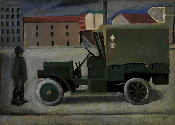 Mario Sironi : Il camion  (1920)  - Olio su tela - Auction MODERN ART - II - Casa d'aste Farsettiarte