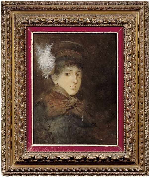 Scuola francese inizio XX secolo - Ritratto di giovane donna con cappello