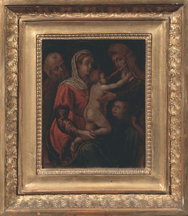 Scuola Italia centrale inizio XVII secolo - Sacra Famiglia con Sant'Anna e San Giovannino